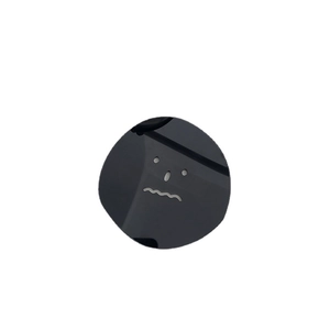 Minimalist black round acrylic coaster with funny emoji face for home decor