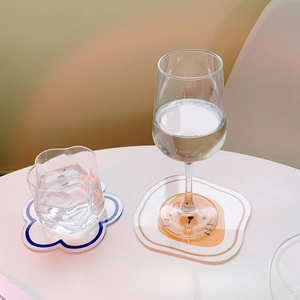 Modern acrylic cartoon coasters with floral and circular shapes for heat protection