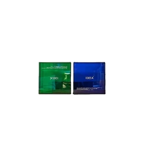 Nordic acrylic storage box set in translucent green and blue with decorative text