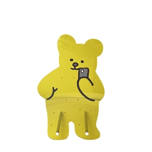 Yellow bear-shaped acrylic jewelry stand with cartoon pattern for earring and necklace storage