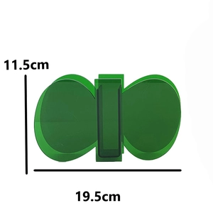 Detailed dimension view of green butterfly acrylic vase measuring 19.5cm by 11.5cm