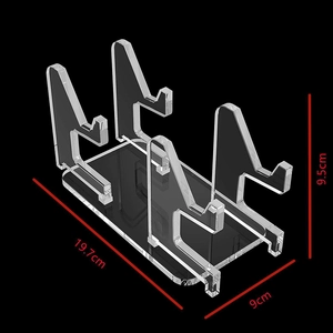 Clear acrylic game controller stand dimensions 19.7x9x9.5cm on a black background