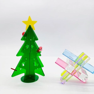 Mini DIY acrylic Christmas tree and colorful geometric block desktop ornament