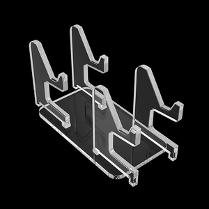 Clear acrylic game controller display stand holder for 2 pairs with a black background