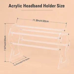 Clear acrylic headband holder with 30cm length for hairband storage and display