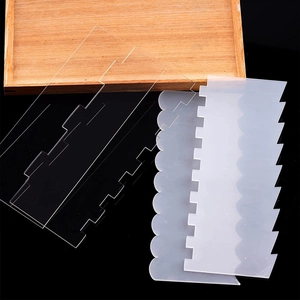 4-piece clear acrylic cake scraper set with various edge designs for cream frosting decor