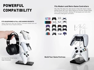 Universal acrylic display stand for dual controllers and headset with reinforced base