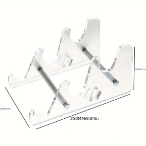 Vista detallada de las dimensiones del soporte de teclado de acrílico 250x180x135 mm