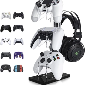 3-Tier Acrylic Game Controller Stand And Headphone Holder Universal Desktop Gamepad Display Rack For PS5 Xbox Switch Transparent Stand