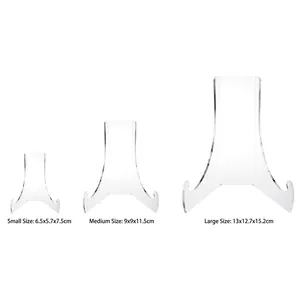 Set of 3 transparent acrylic display stands for plates and frames in various sizes