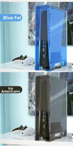 Clear acrylic PS5 dust cover featuring rear cutouts for easy cable management and protection