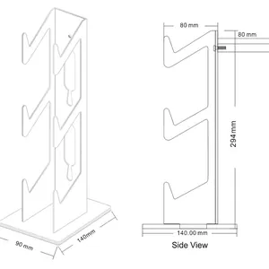 3-tier clear blue acrylic controller stand for PS4, dimensions 294mm height and 140mm base