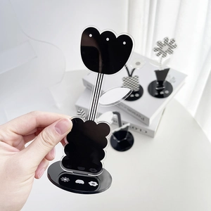 Porta orecchini a forma di tulipano nero in acrilico e decorazione da tavolo chic