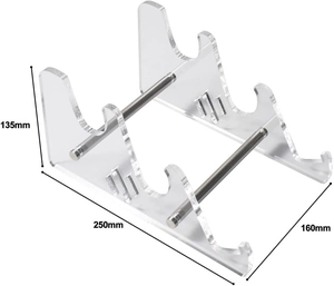 Detalle de dimensiones 250x160x135mm del soporte de teclado inclinado en acrílico
