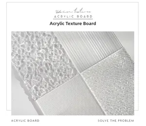 Close-up of clear acrylic boards featuring water ripples and matte frosted textures