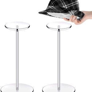 Acrylic Hat Stand Wig Display Holder Minimalist Tabletop Organizer For Baseball Caps Jewelry Watch Round Clear Pedestal Stand