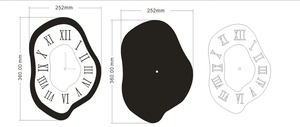 Detailed view of melting wall clock dimensions 360x252mm with Roman numerals