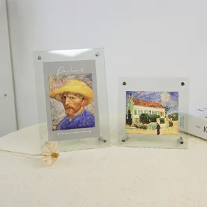 Modern clear acrylic picture frame set with metal rivets and minimalist design