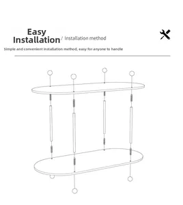 Installation diagram showing assembly parts of a double-layer acrylic storage rack
