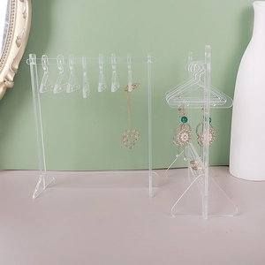 Creative clothes hanger acrylic earring display stand with miniature jewelry hooks