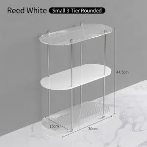 Nordic 3-tier acrylic desktop organizer with fluted panels and silver metal supports