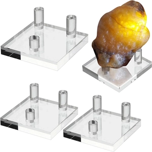 Clear acrylic display stand with three pillars for mineral crystals and fossils