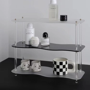 Estante organizador de acrílico ondulado de 3 niveles para perfumes y cosméticos