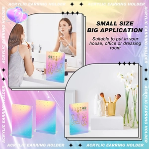 Iridescent acrylic earring display stand with multi-hole vertical storage rack for jewelry
