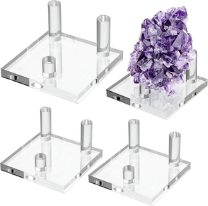 Transparent Acrylic Display Stand Multi Pillar Support Square Base For Crystals Minerals Rocks Specimens Geodes Home Decor