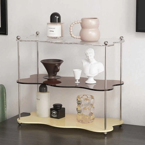 Estante de ondas de 3 niveles en acrílico y metal para decoración del hogar y almacenaje