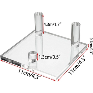Clear acrylic display stand for crystals and minerals with dimensions 11x11x0.7cm