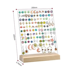Acryl Ohrring Display Organizer mit Holzsockel und Multi-Loch Hängedesign für Schmuck