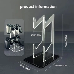 Detailed technical specifications and dimensions of the clear acrylic dual game controller stand