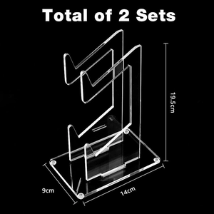 Dual clear acrylic game controller stands for desk display, 2 sets with dimensions