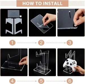 Step-by-step assembly guide for the clear acrylic dual game controller display stand