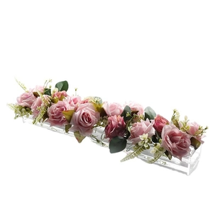 Modern Rectangular Transparent Acrylic Flower Vase Polished Multihole Hydroponic Decorative Floral Box For Wedding Home Party Decor