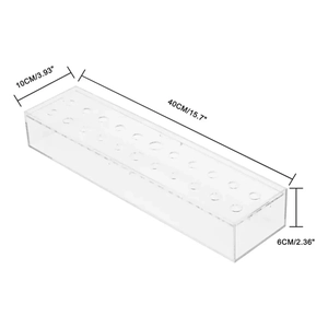 Transparent acrylic rectangular floral vase with 40cm length and multi-hole design