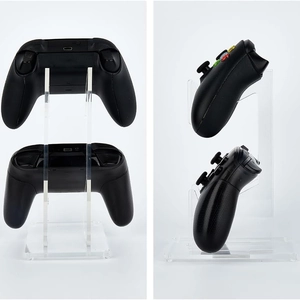 Transparent acrylic game controller stand with dual-tier vertical storage design