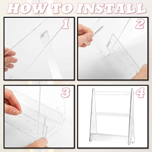 Rainbow acrylic jewelry organizer with mini hangers assembly guide and installation steps