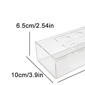 Modern rectangular clear acrylic flower vase with circular openings and 10cm width