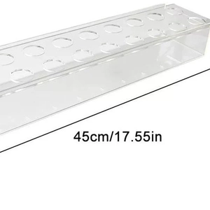 Modern 45cm clear acrylic rectangular flower vase with dual row multi-hole design