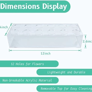 Modern rectangular acrylic flower vase with 12 holes for minimalist floral arrangements