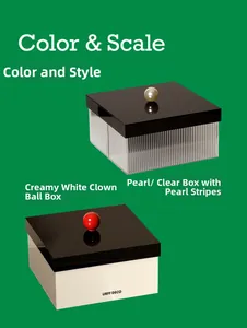 Top view of Red Ball Box and Pearl Ribbed Box organizers on green background