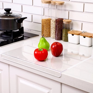L-shaped acrylic cutting board protecting the kitchen countertop with anti-slip design