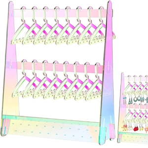 Acrylic Earring Display Rack With Mini Hangers For Women Jewelry Storage Iridescent Transparent Nordic Style Home Decor Organizer Stand