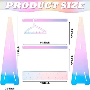 Rainbow acrylic earring organizer stand product size guide with dimensions and hangers