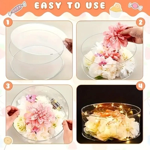 Fillable clear acrylic square cake stand riser for wedding decorations with LED lights