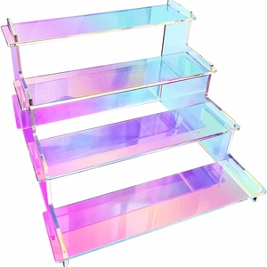 Acrylic Display Stand 4-Tier Iridescent Step Riser For Perfume Cosmetic Cupcake Figure Toy Nordic Clear Desktop Organizer