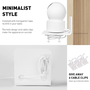 White floating acrylic shelf for baby monitors and cameras with cable management clips
