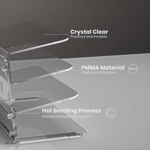 3-tier clear acrylic keyboard stand with ergonomic tilted design for desk storage